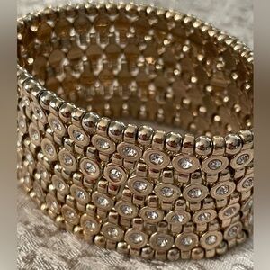 Pave-accent gold tone wide stretch bracelet WHBM
